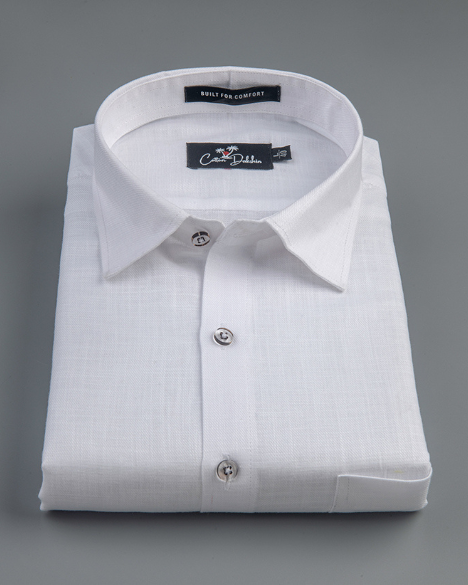 Blended Linen White Shirts For Men