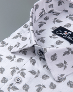 Turkey Linen White with Black Batel Print Shirts for Men