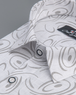 Linen White With Light Grey Circle Print Shirts