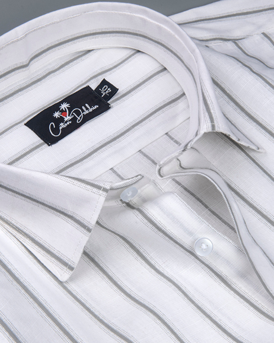 Linen white with Grey Lining Shirts for Men