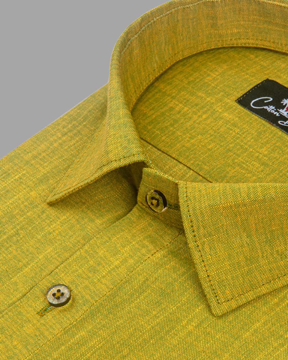 Blended Linen Mehandi Colour Shirts For Men