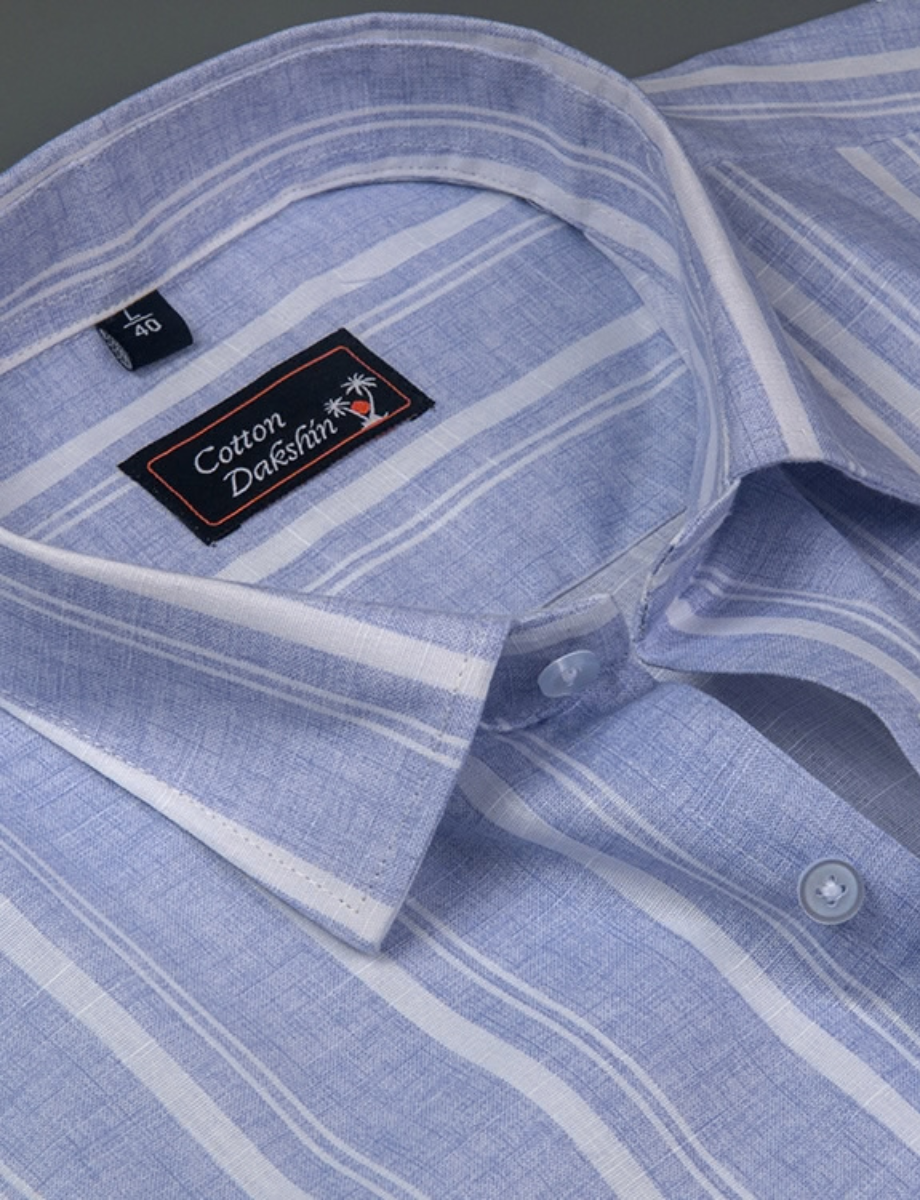Slub Linen Lavenderwith White Lining Shirts for Men