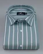 Linen Bottle Green with White lining Shirts for Men
