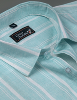 Slub Linen Rama Blue with White Lining Shirts for Men