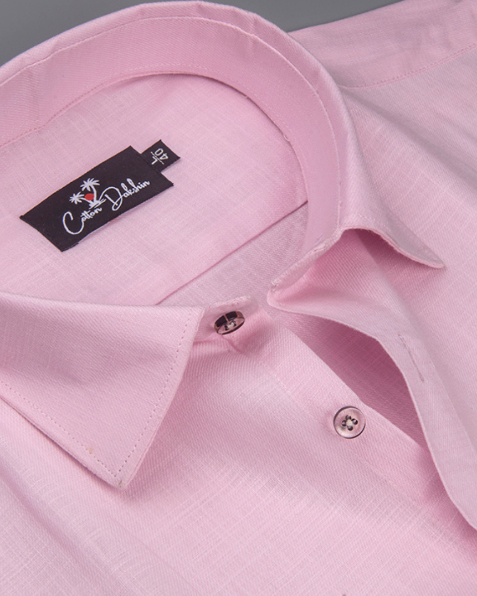 Slub Linen Pink Colour Shirts for Men