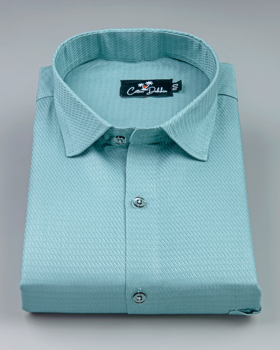Sea Green Colour Dobby Cotton Shirts for Men