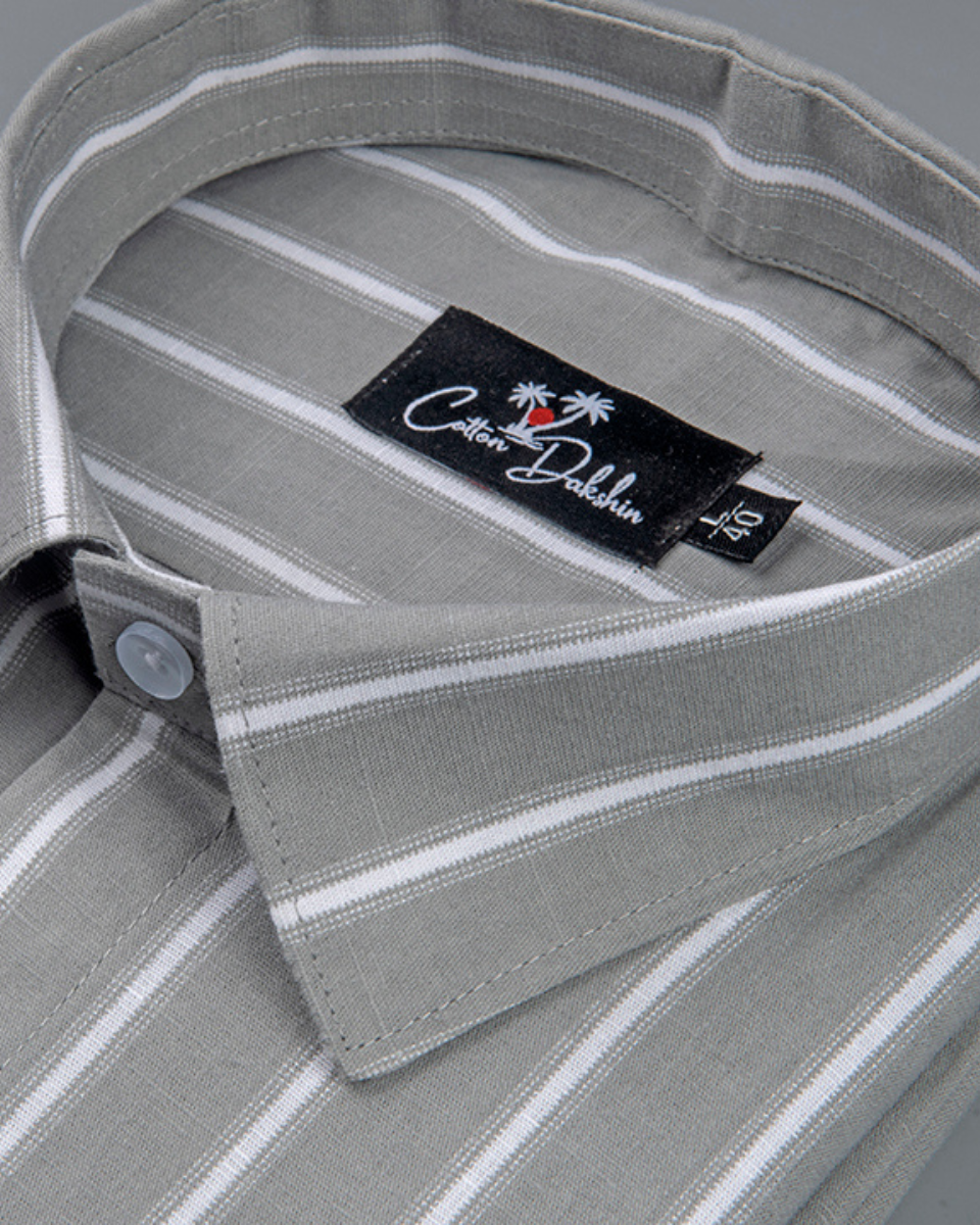 Linen Gray with White Lining Shirts for Men