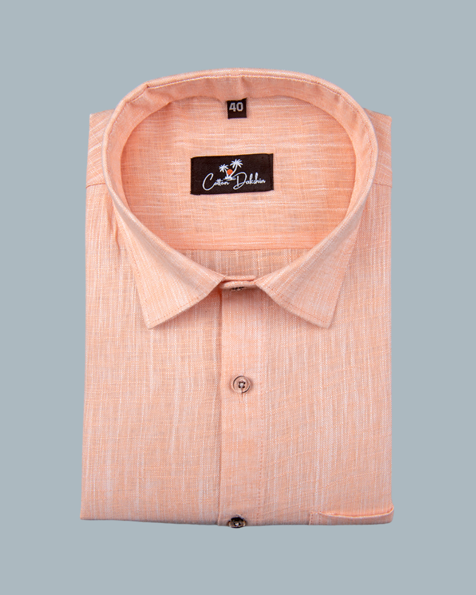 Linen Light Orange Colour Shirt for Men