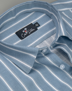 Linen Blue with White Lining Shirts for Men