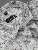 Cotton Printed White with Lavender Flowers Print Shirts for Men