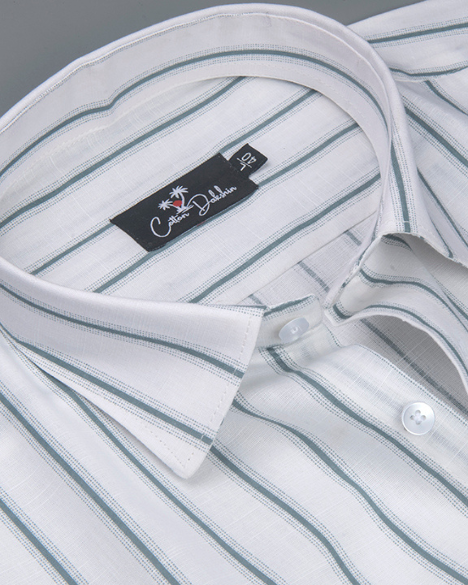 Linen White with Bottle Green Lining Shirts for Men