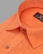 Blended Linen Orange Colour Shirts For Men