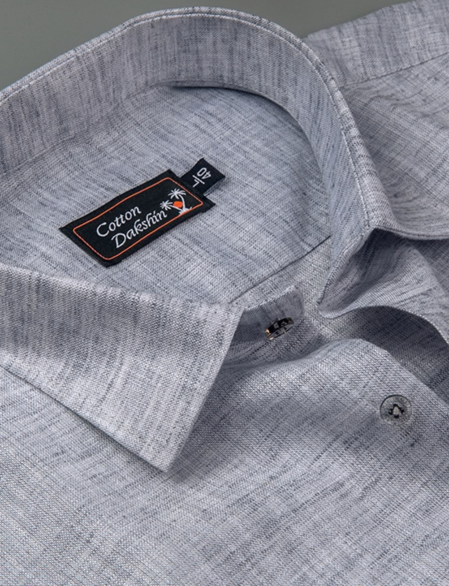 Linen Light Gray Colour Shirts for Men