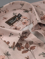 Linen Prime Light Marrun with Dark Marrun Flower Print Shirts for Men