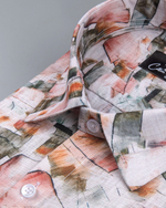Belgium Linen Bristol Red Mahendi Print Shirts for Men