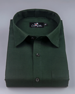 Cotton Bottle Green Colour Shirts for Men