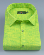 Linen Parrat Green Colour Shirts for Men