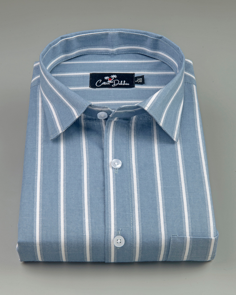Linen Blue with White Lining Shirts for Men