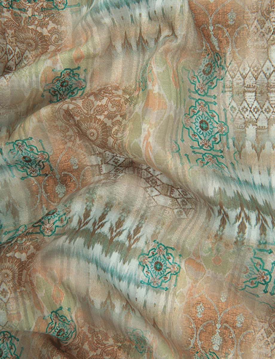 Cotton Printed Rama with Orange mix Print Shirts for Men