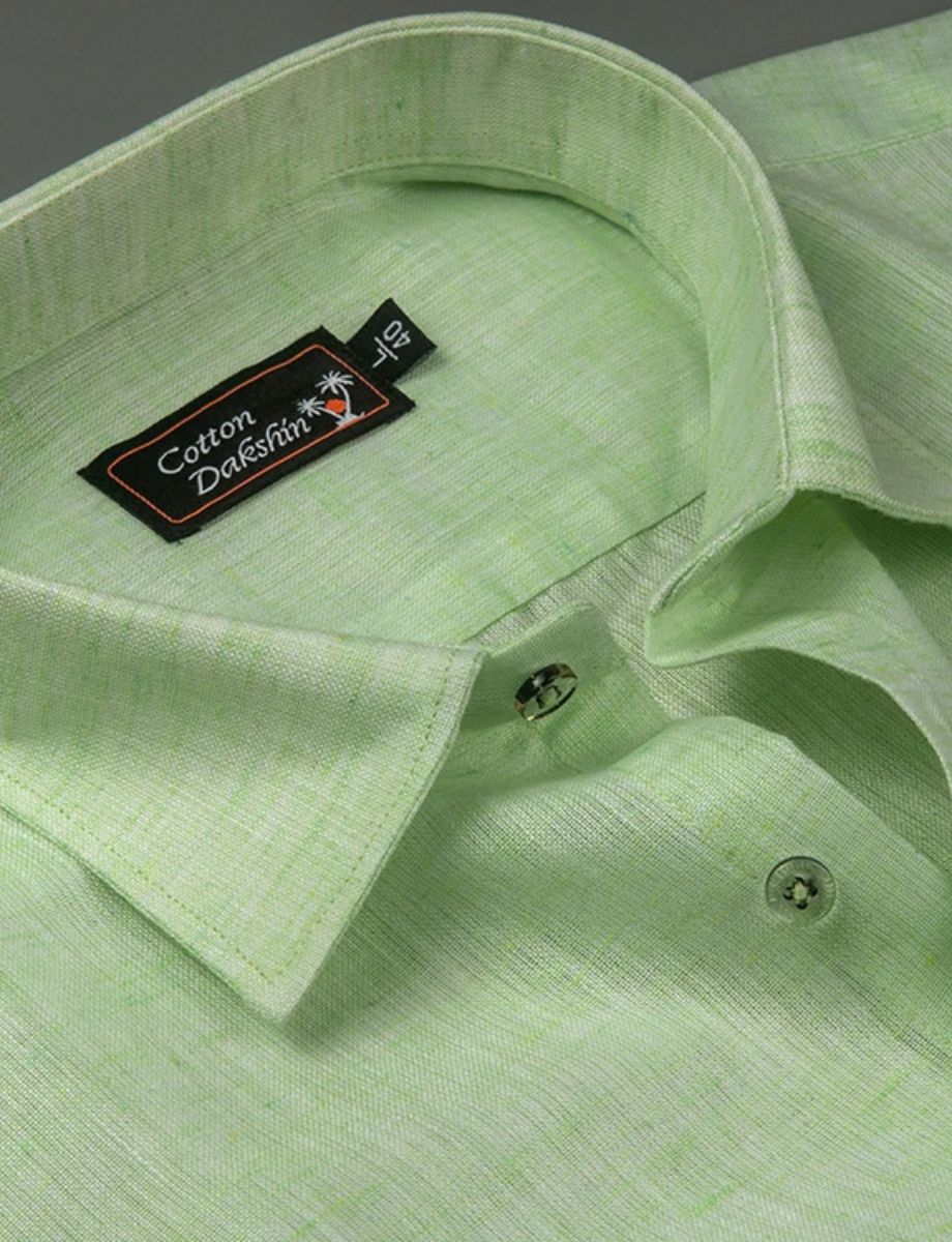 Linen Pista Green Colour Shirts for Men