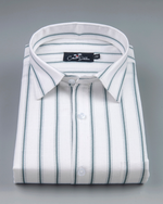 Linen White with Bottle Green Lining Shirts for Men