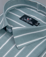 Linen Bottle Green with White lining Shirts for Men