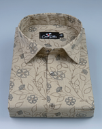 Linen fone with Black Flower Print Shirt for Men