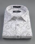 Linen White With Light Grey Circle Print Shirts