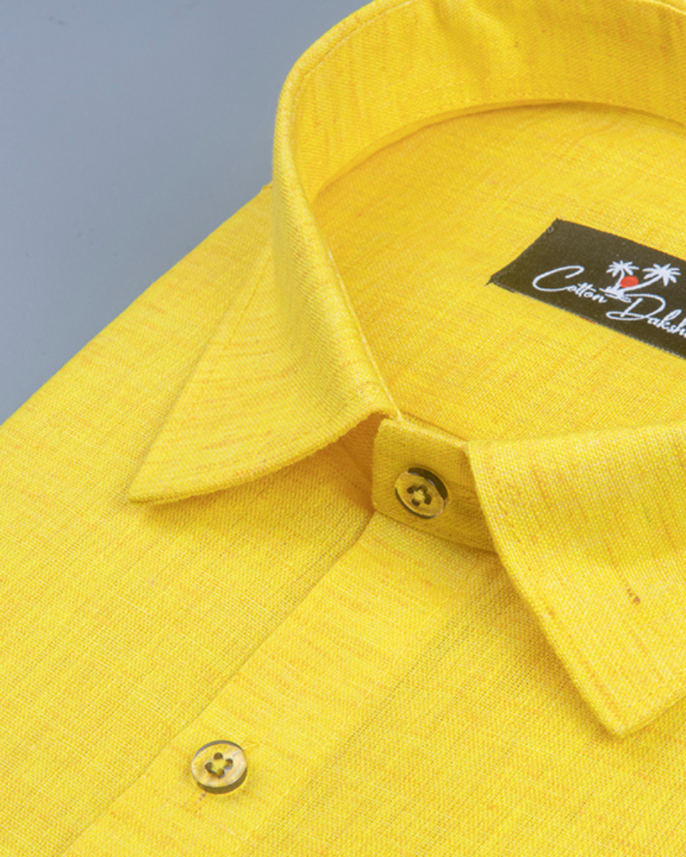 Linen golden yellow Colour Shirts for Men