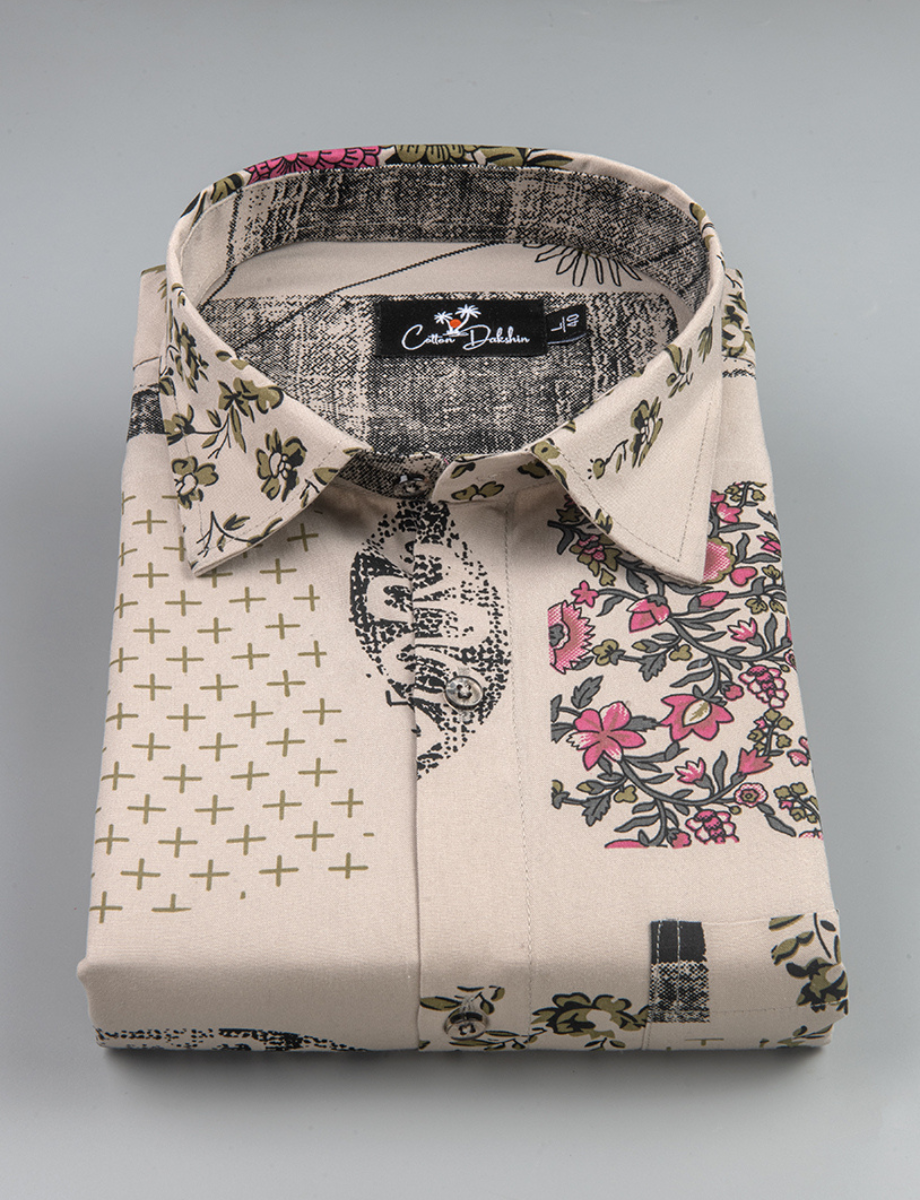 Rayon Print Fone with Pink Black Shirts for Men