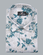 Gloster Linen White with Rama Flower Print Shirts for Men
