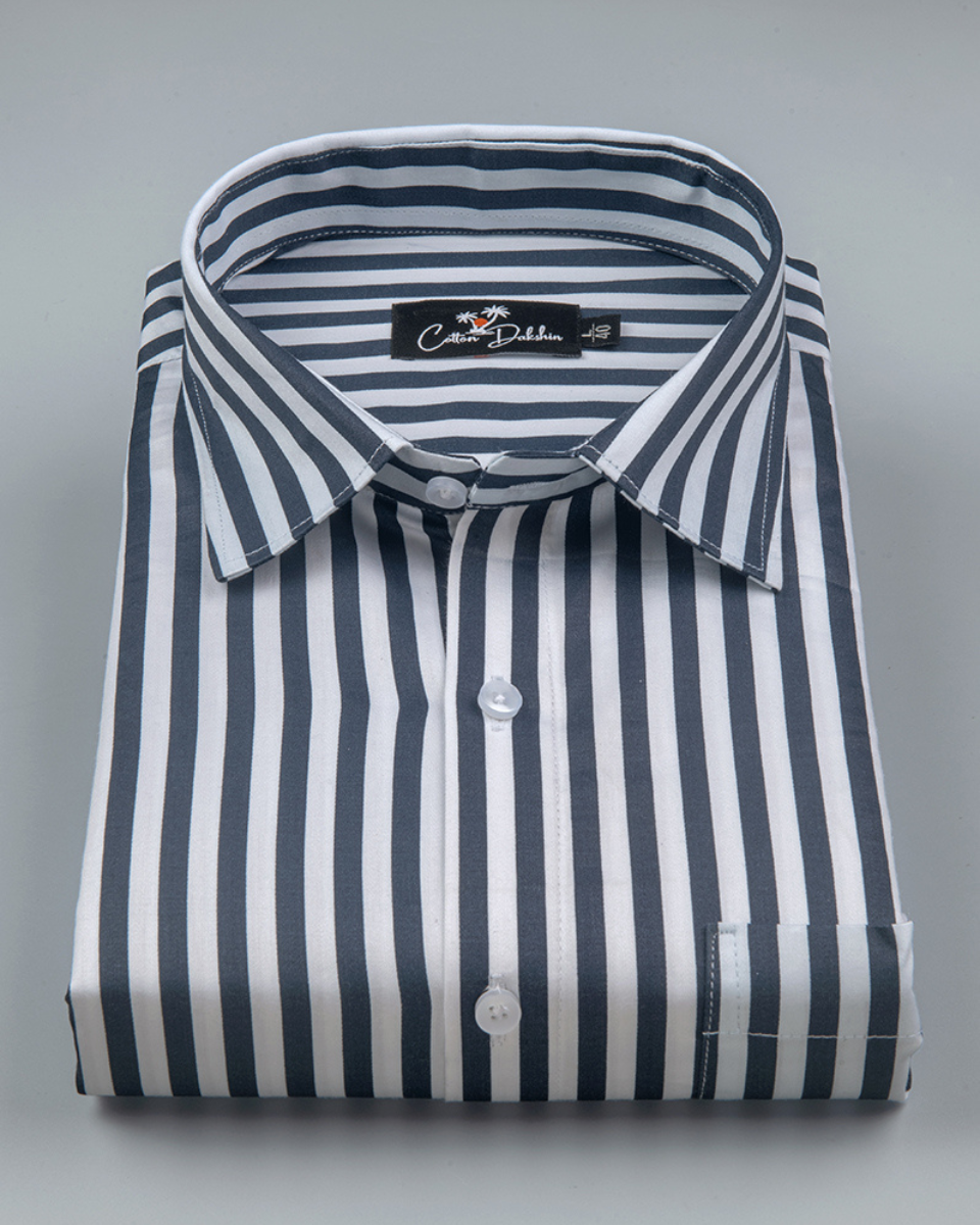 Cotton White with Navy Blue Linning Shirts for Men