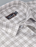 Linen White with Gray Checks Shirts for Men