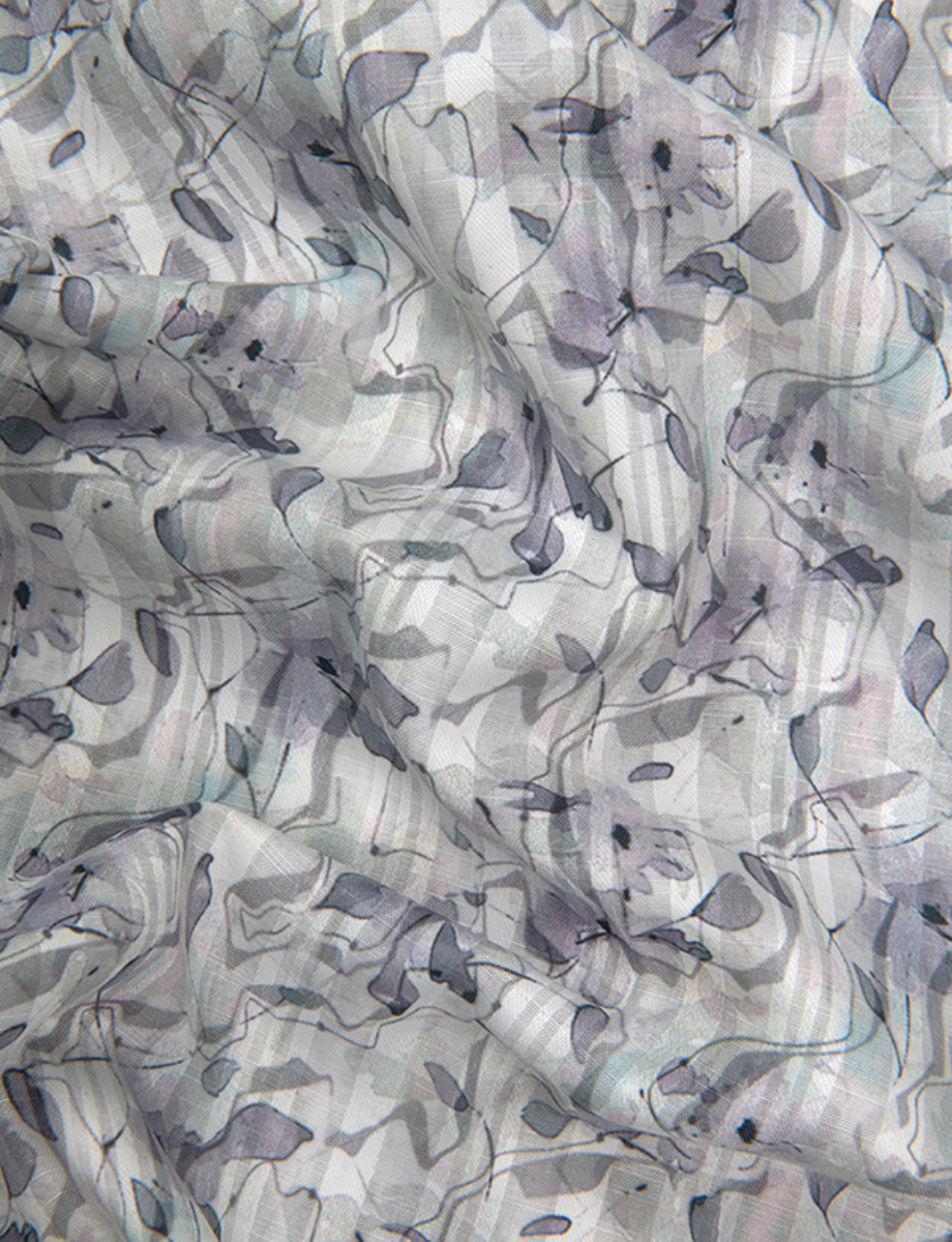 Cotton Printed White with Lavender Flowers Print Shirts for Men