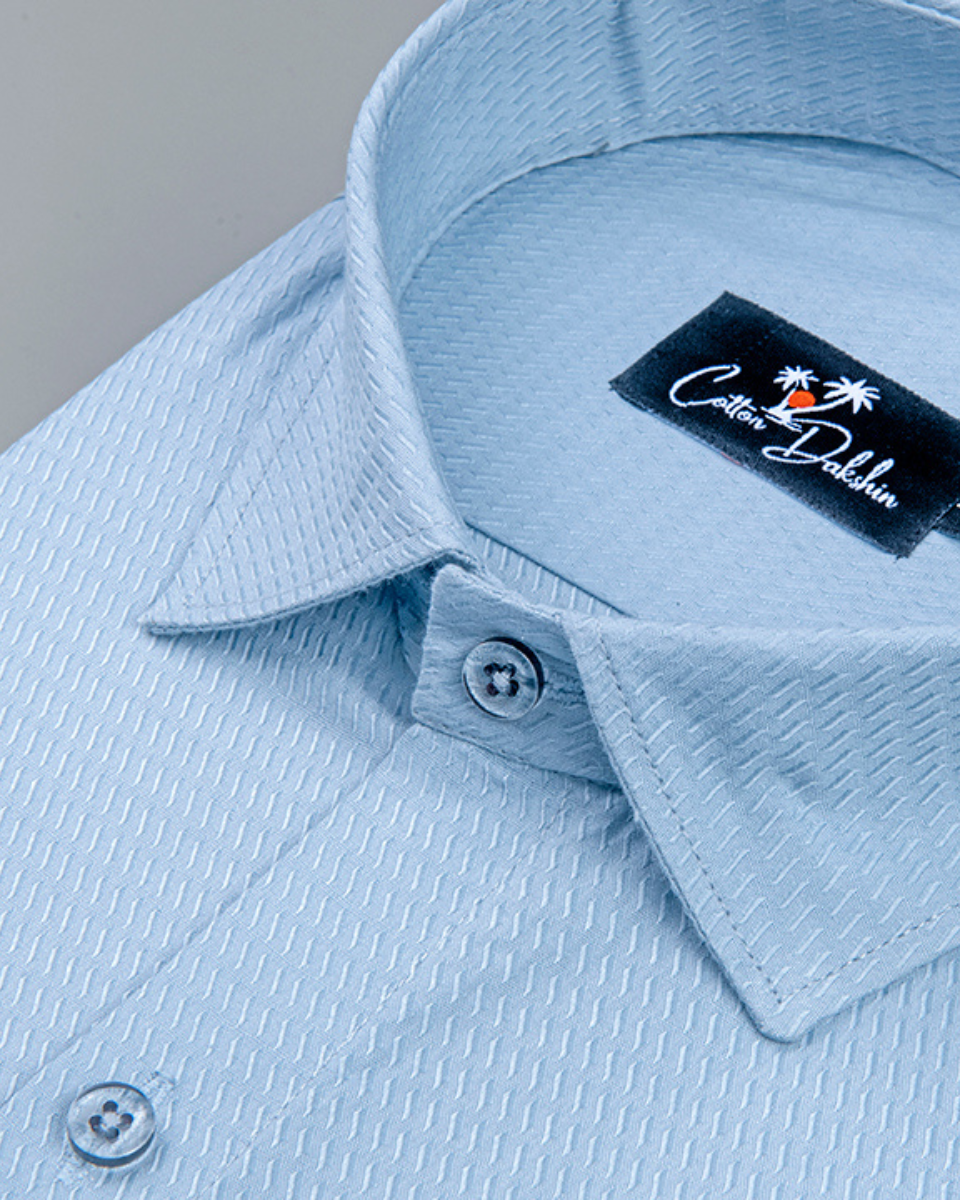 Sky Blue Colour Dobby Cotton Shirts for Men
