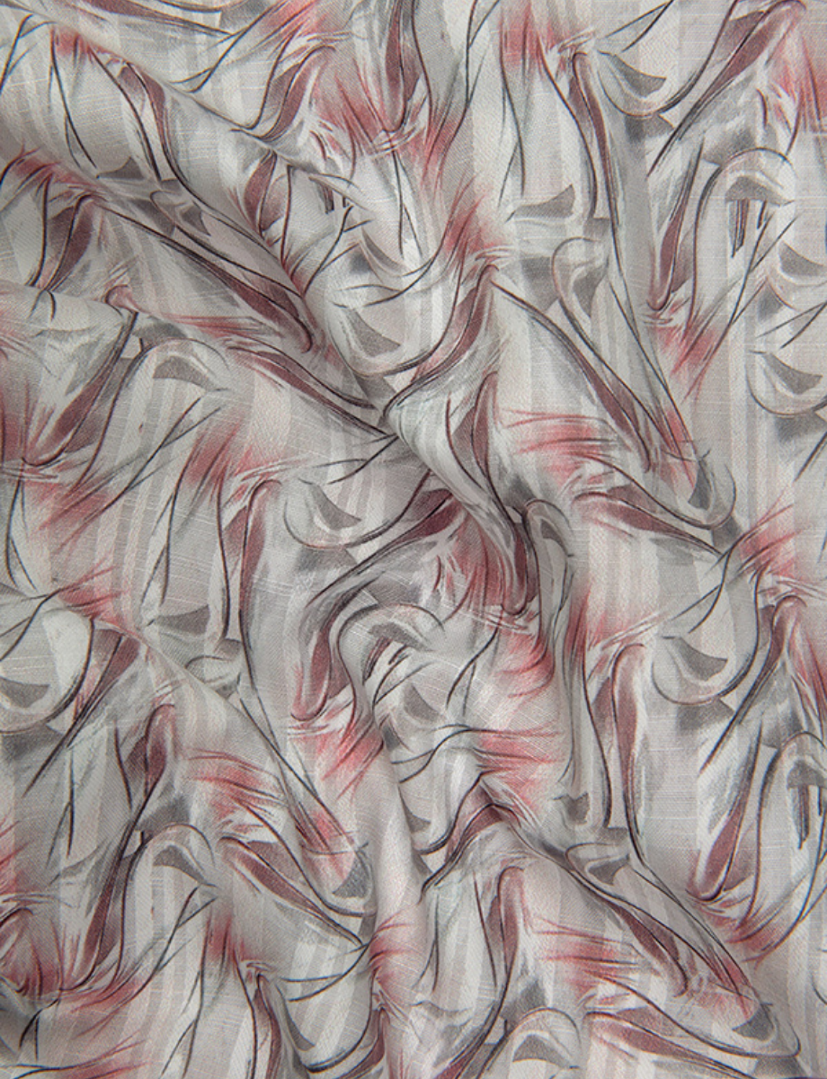 Cotton Printed White with Red Gray Mix Zickzack Print Shirts for Men