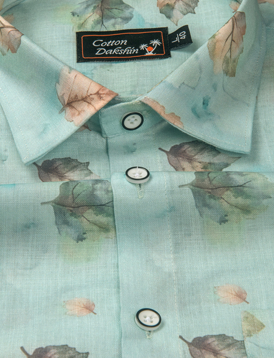 Linen Prime Rama with Fone Flower Print Shirts for Men