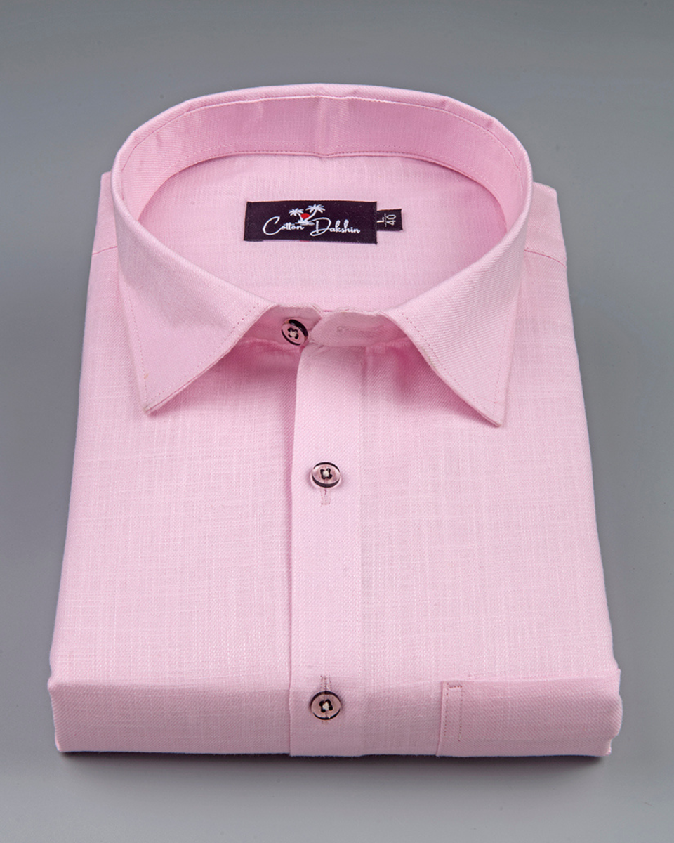 Slub Linen Pink Colour Shirts for Men