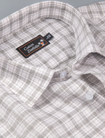 Linen White with Gray Multi Checks Shirts for Men