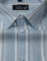 Slub Linen Sky Blue with White Lining Shirts for Men