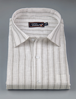 Linen White with Gray Lining Shirts for Men