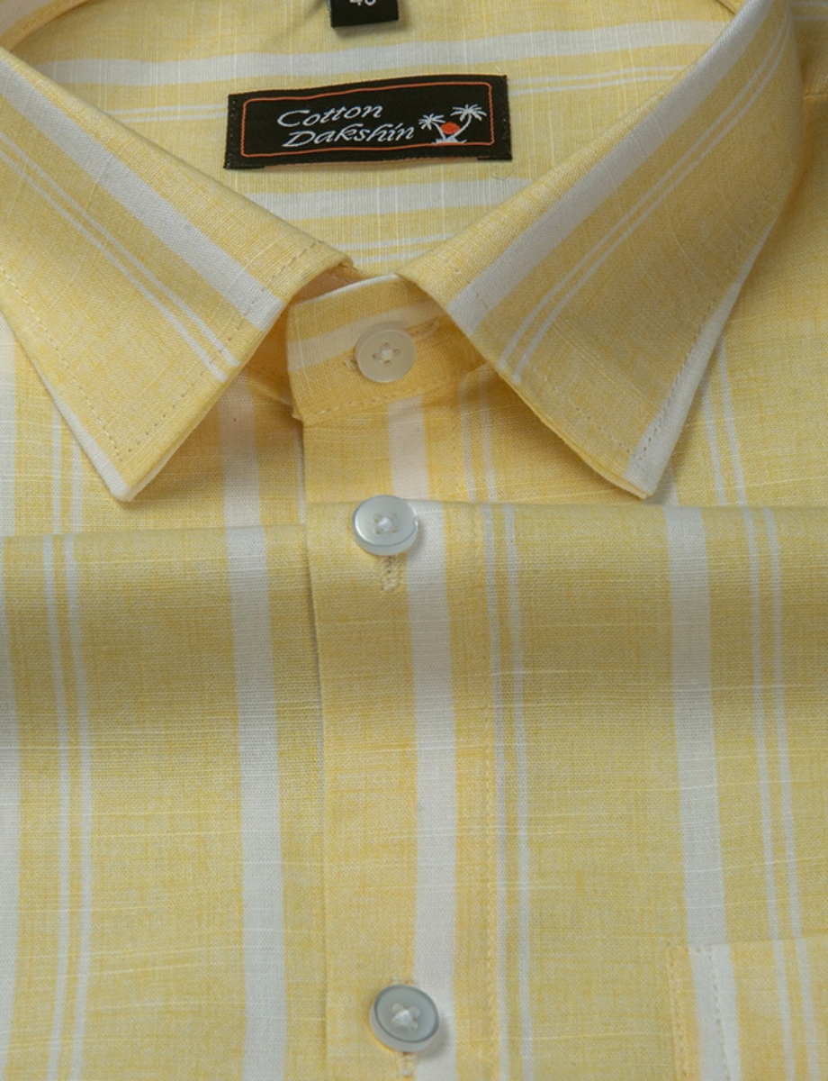 Slub Linen Yellow with White Lining Shirts for Men