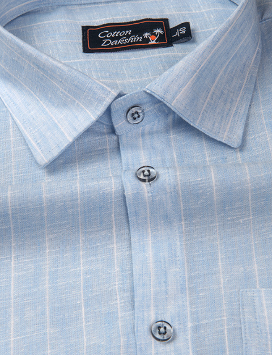 Euro Linen Sky Blue with Lining Shirts for Men