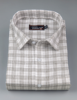 Linen White with Gray Checks Shirts for Men