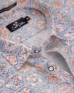 Italian Linen Gray With Hexagon Print Shirts