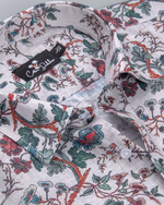 Belgium Linen Red Green flower Print Shirts for Men