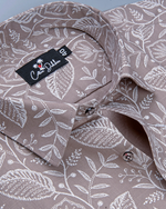 Linen Marrun with White flower Print Shirts for Men