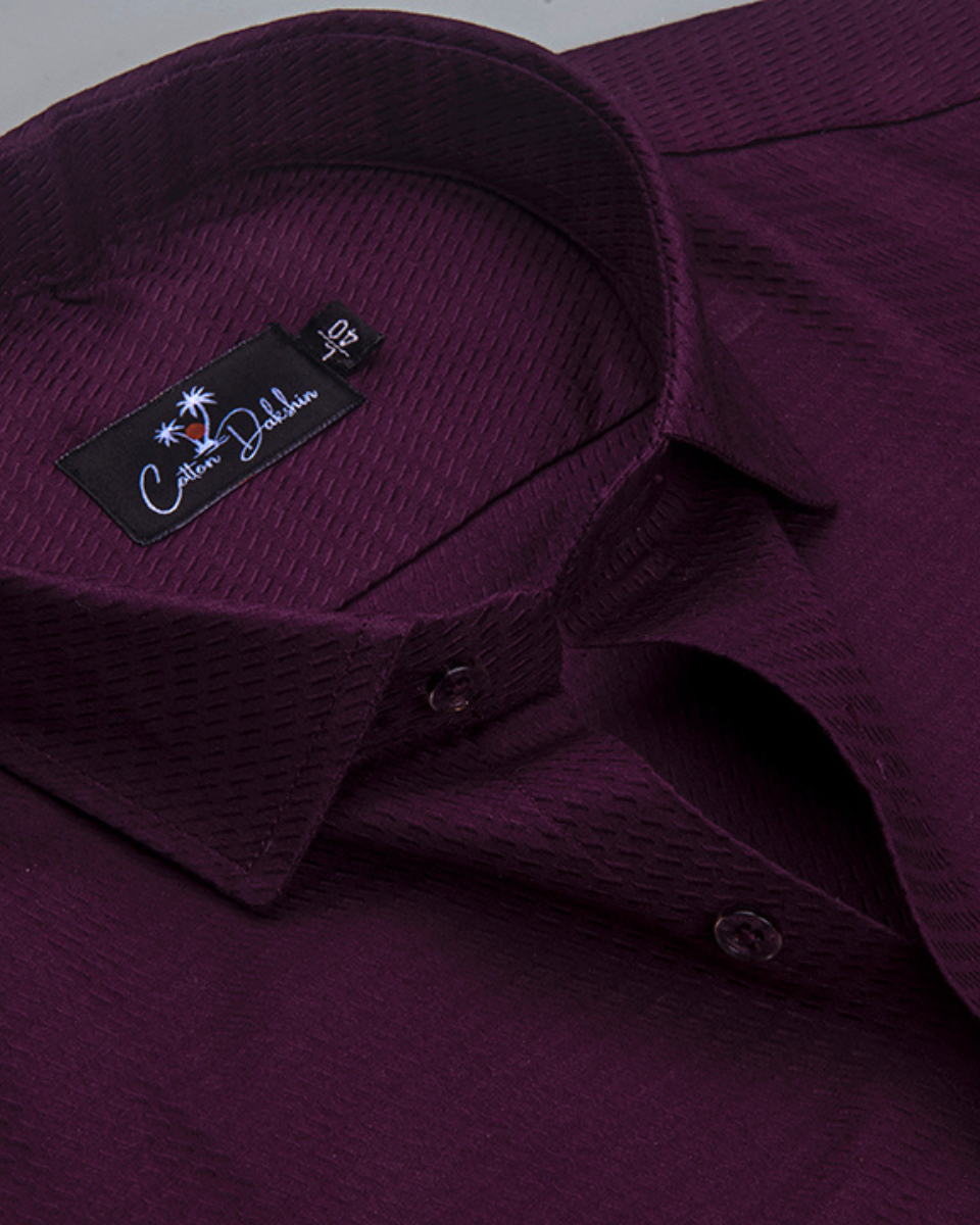 Wine Colour Dobby Cotton Shirts for Men