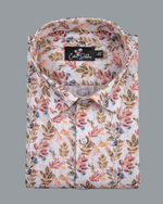 Belgium Linen Marrun Multicolour Flower Print Shirts for Men