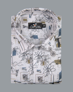 Belgium Linen Mehndi Black Print Shirts for Men